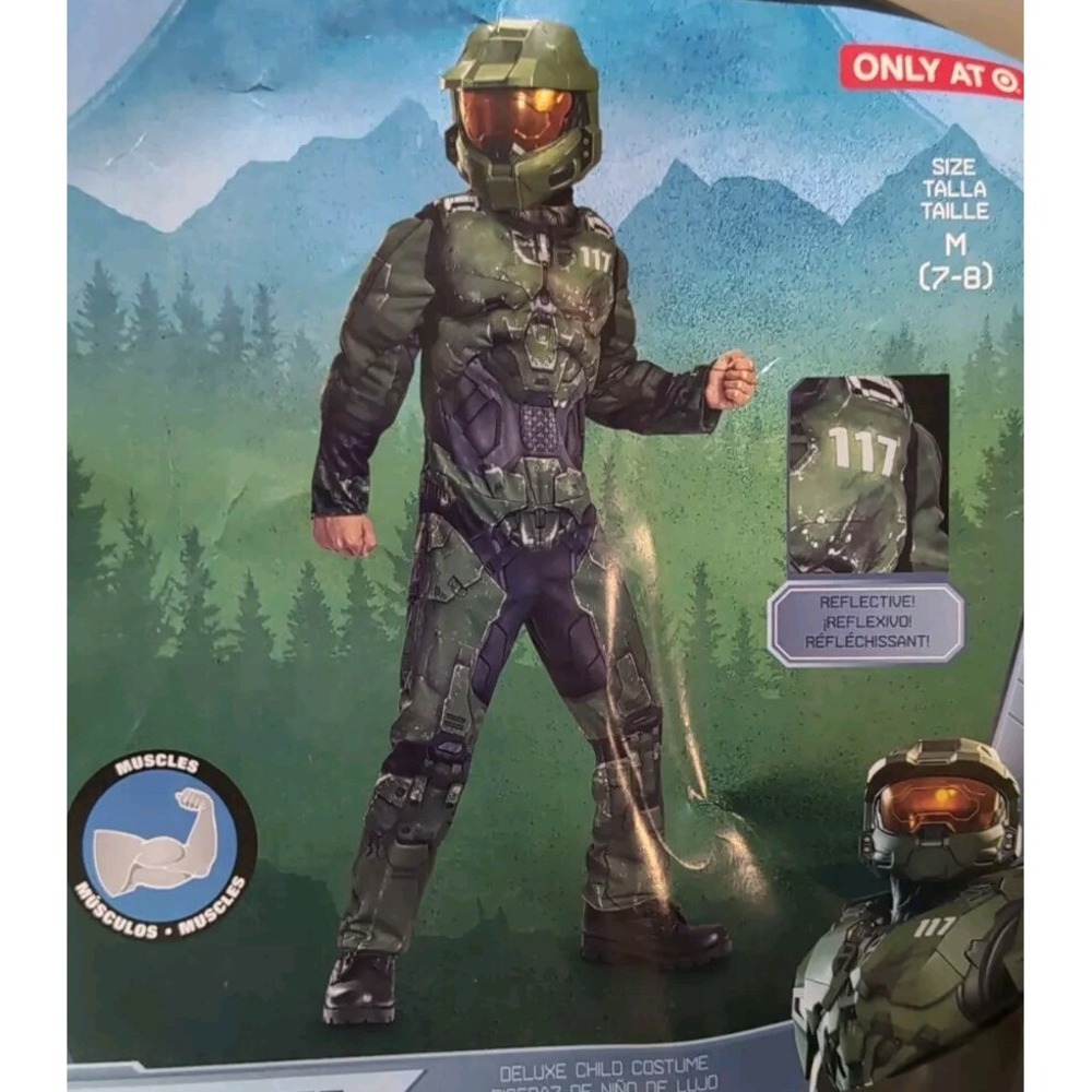 Halo Master Chief Infinite Deluxe Exclusive Helmet Halloween Costume M 7/8 NEW